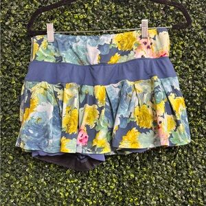 SkirtSports Blue Floral Skirt with Yellow Highlights